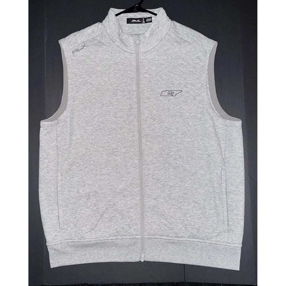 Men's XL RLX Ralph Lauren Golf Vest Gray Sleeveless Full Zip